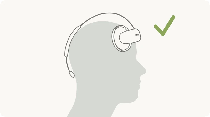 Flow headset with a green tick indicating no prescription needed
