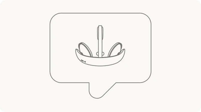 Flow headset in a speech bubble indicating conversation